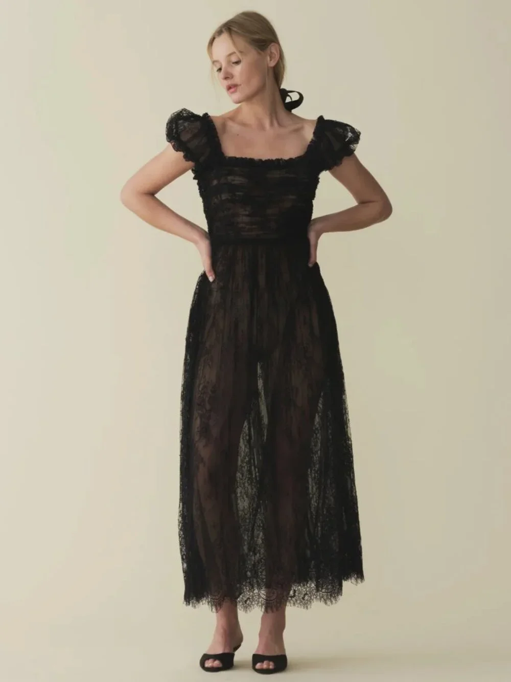 Dôen 'Pamelina' Lace maxi dress, black, S - Picture 2 of 9